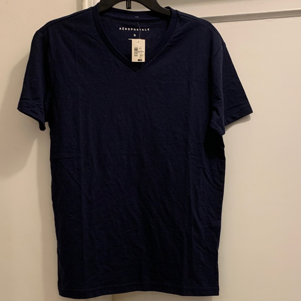 Aeropostale Men's Dark Blue V-Neck Tee